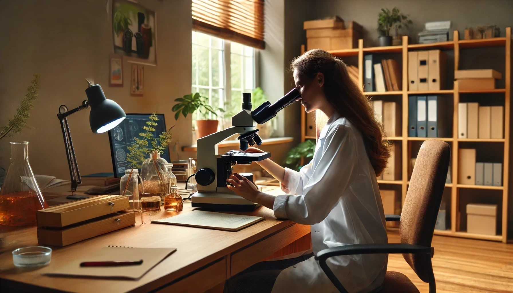 Luchslosung wird unter dem Mikroskop analysiert.